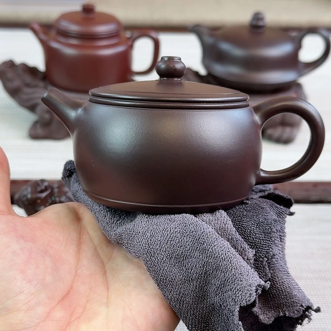 紫砂茶壶220cc老紫泥乐鼓