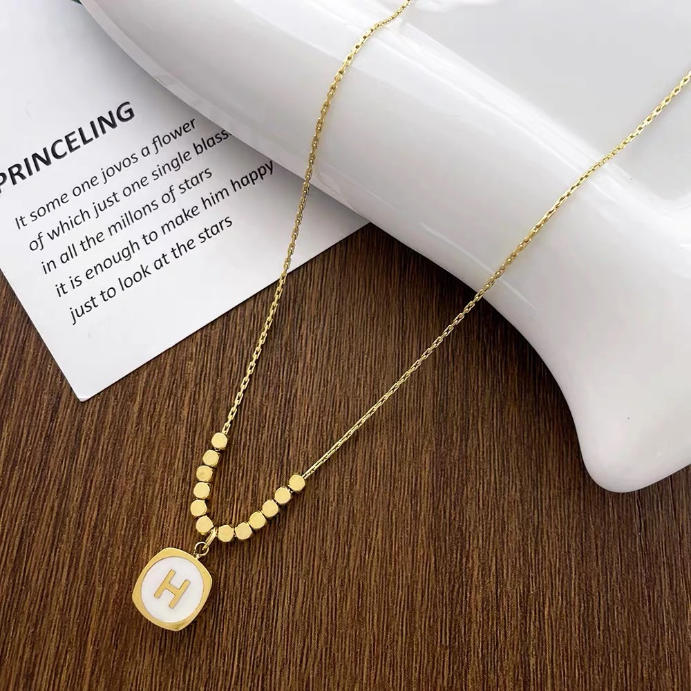 铜合金合成锆石项链 C283高级项链个性ins金色简约