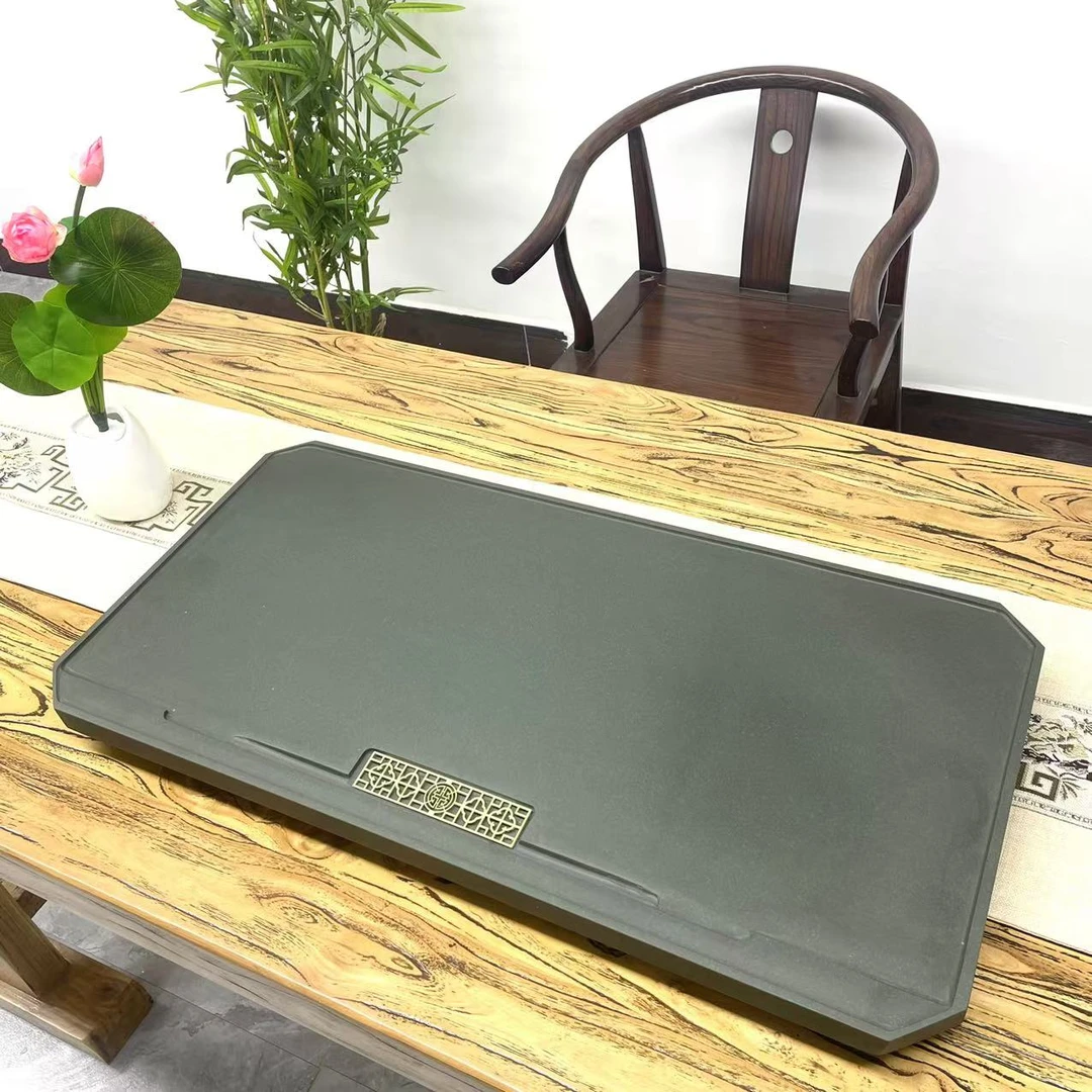 八方来财天罗绿天然整块原石简约易打理家用客厅办公高端石茶盘