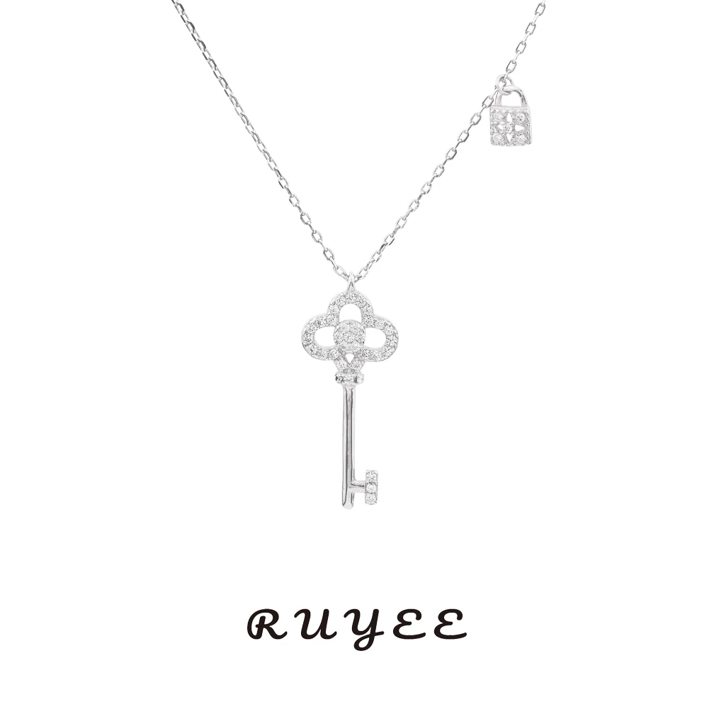 链子925银 韩国皇冠钥匙项链女轻奢小众设计感新款高级毛衣锁骨链