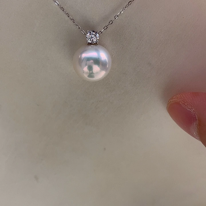 吊坠(赠链)银S925镶嵌淡水珍珠11.9mm戴妃