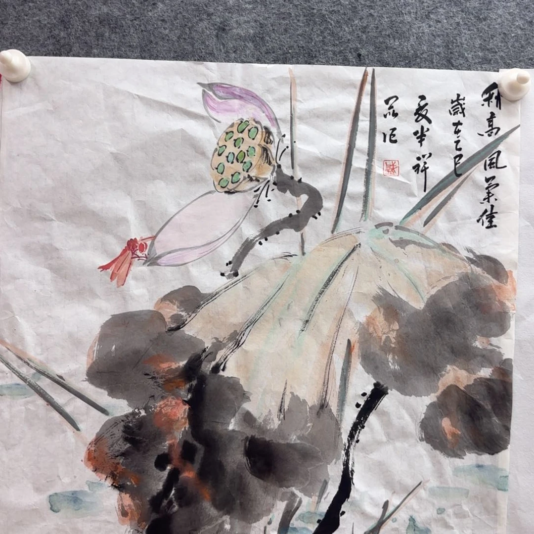 国画盛祥昆手绘荷花图