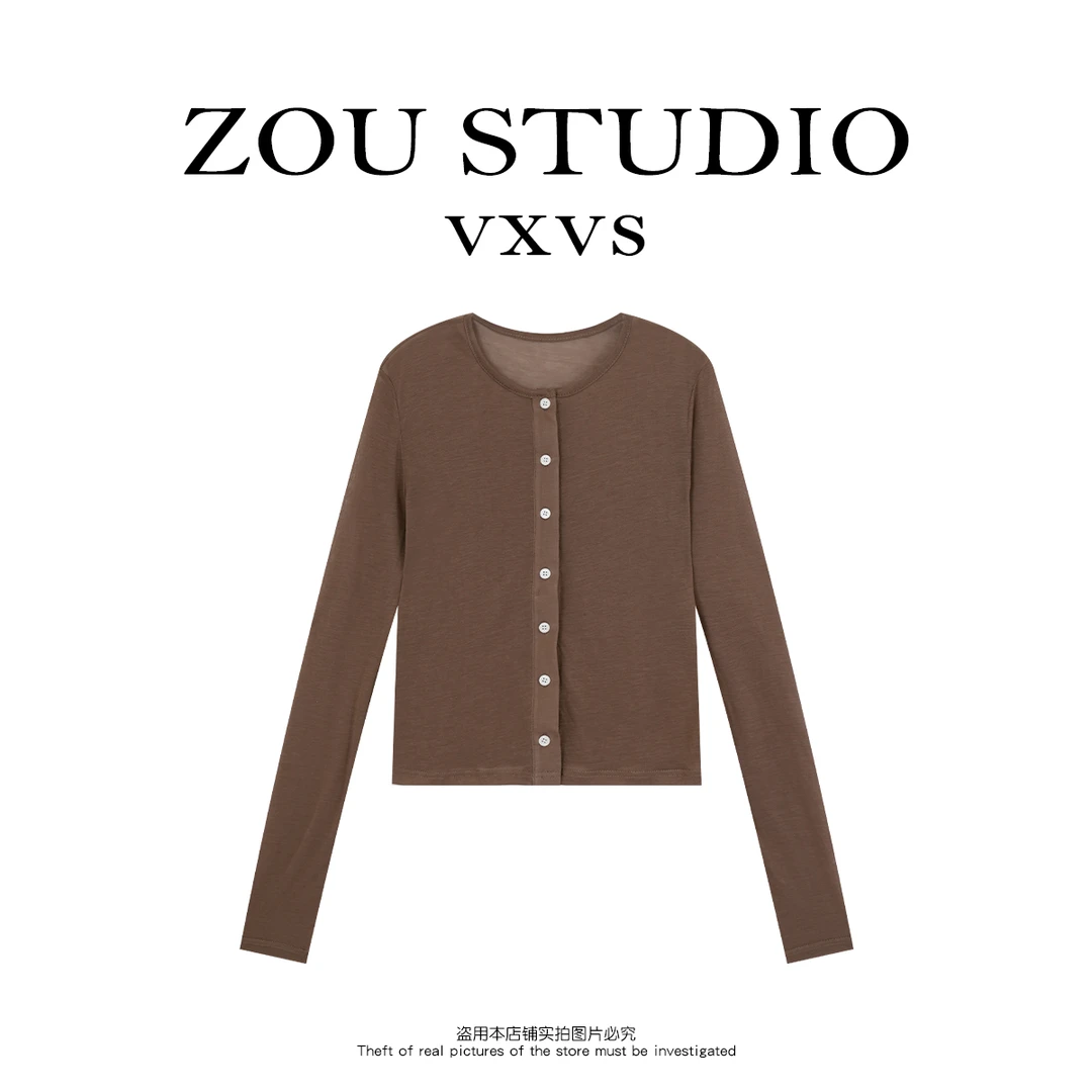 ZOU STUDIO VXVS云朵之夏 新款纯色简约百搭显瘦针织衫0033