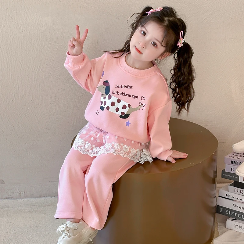 女童春季套装2025新款洋气儿童春装韩系运动女宝宝时髦卫衣两件套