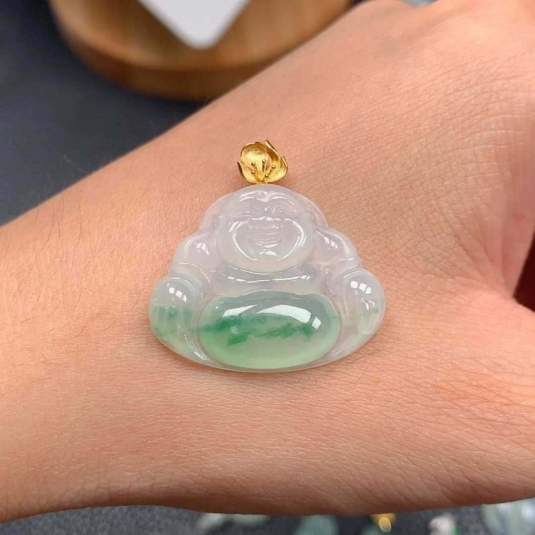 吊坠(不含链)18K金镶嵌翡翠