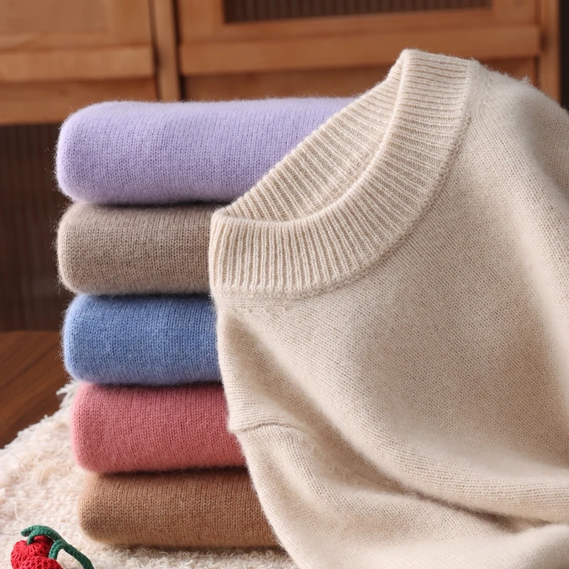 【山羊绒-厚款】儿童羊绒衫宽松加厚纯色圆领半高领保暖长袖大码