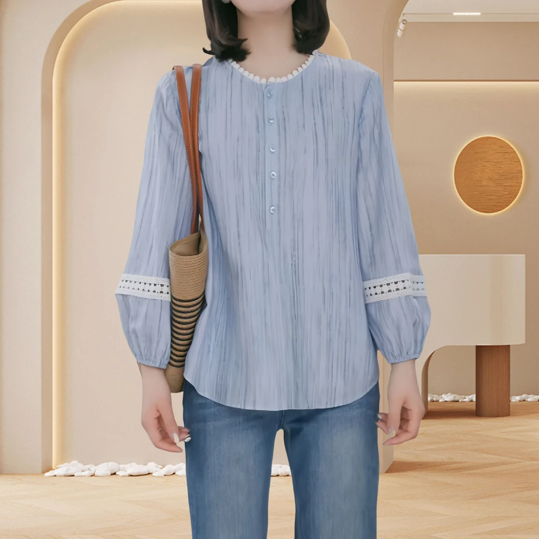 刺绣衬衫女2025爆款欧若风花边镂空洋气衬衫穿搭显瘦百搭休闲上衣