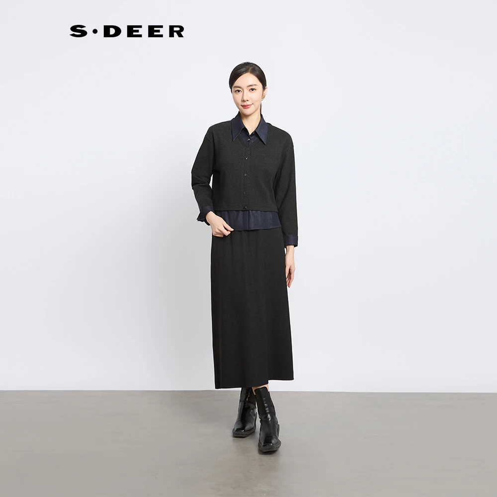 【丽公主】圣迪奥气质针织时尚百搭拼接设计师轻奢套装S251Z1401