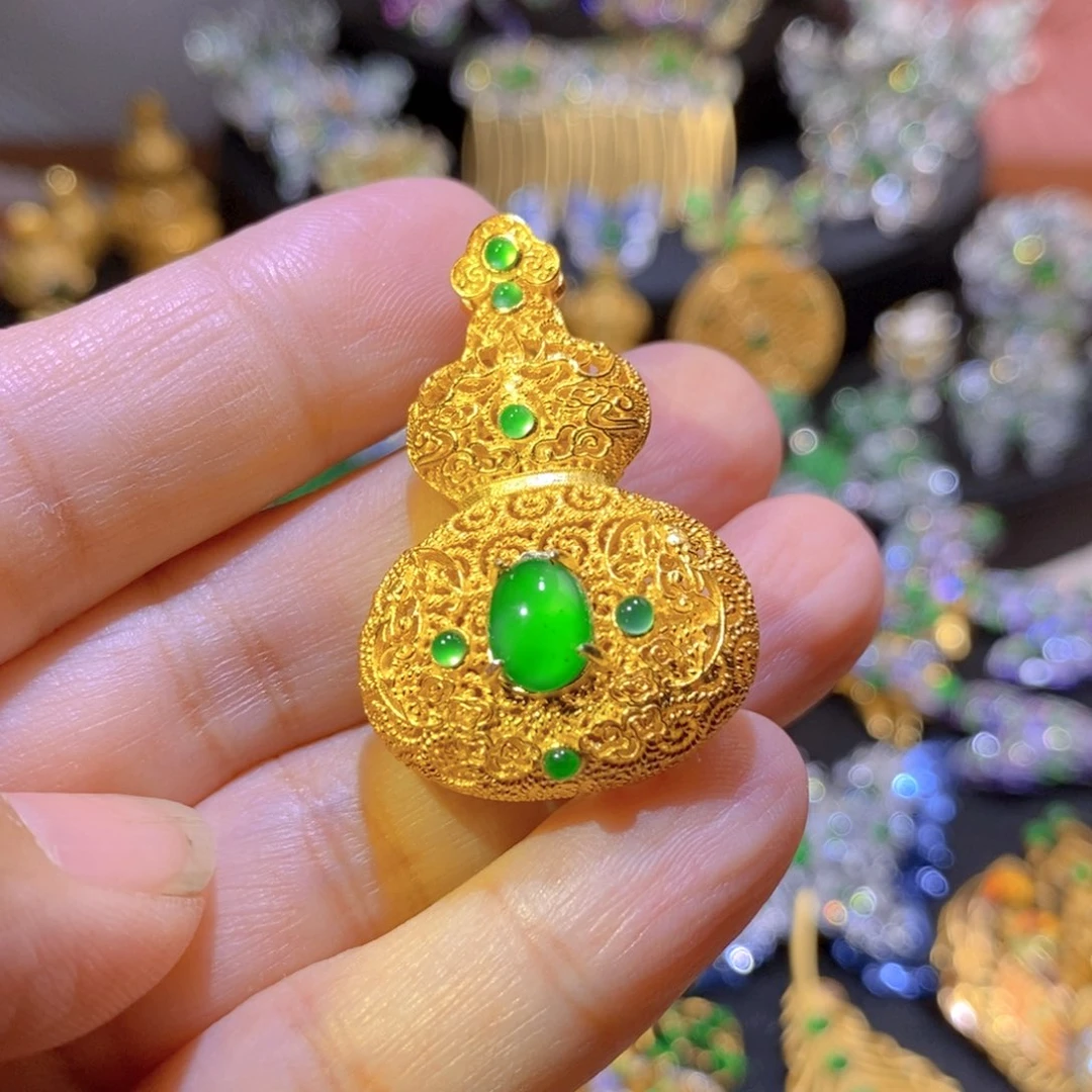 吊坠(不含链)银S925镶嵌翡翠