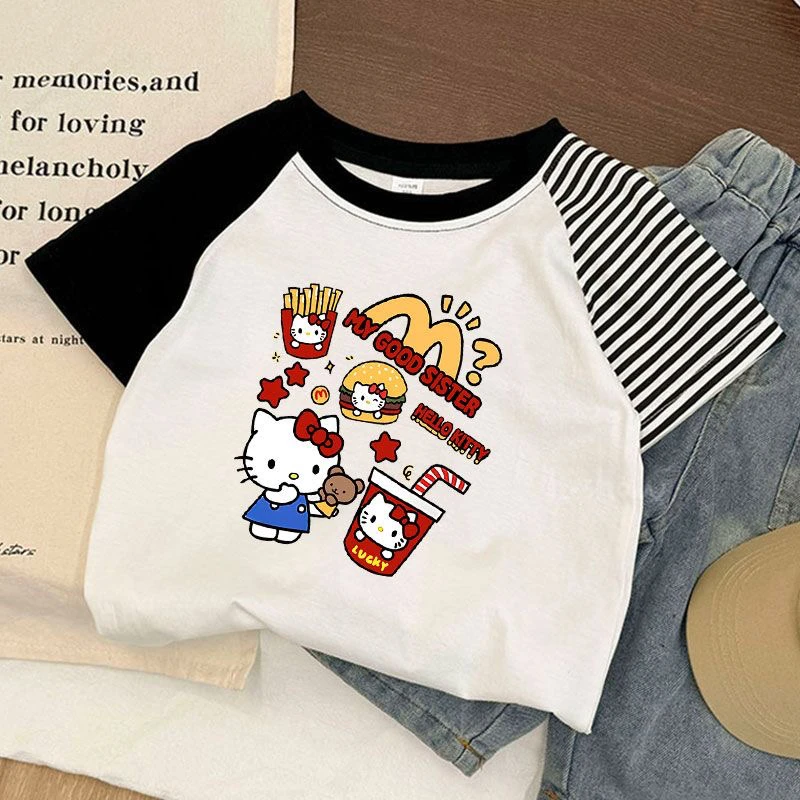 女童插肩袖纯棉短袖T恤夏装童装儿童男宝宝中小童夏季半袖上衣潮