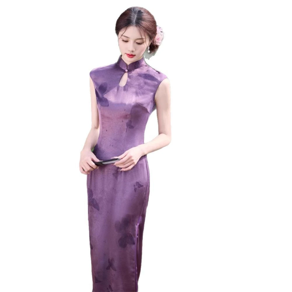 紫色缎面2025春夏出游新品贼美新中国风女装国潮风高端女装