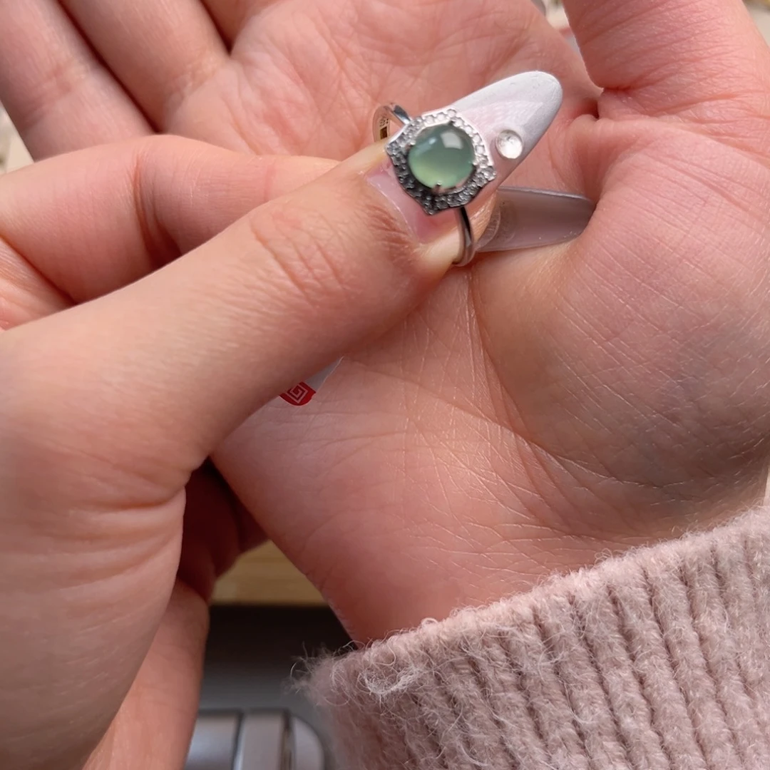 翡翠戒指银S925镶嵌666586