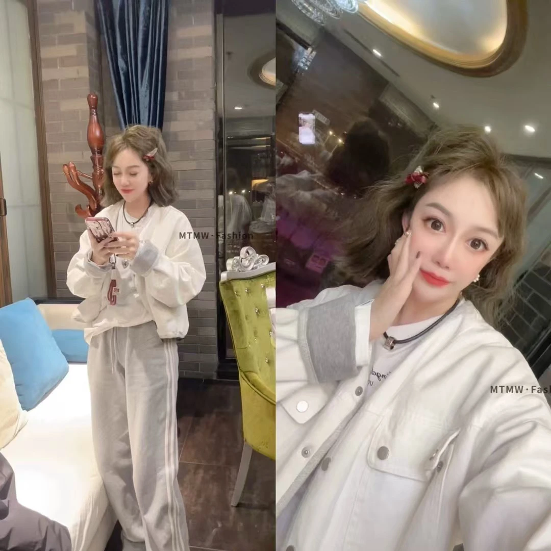 时尚字母印花两面穿外套女宽松短款休闲百搭上衣