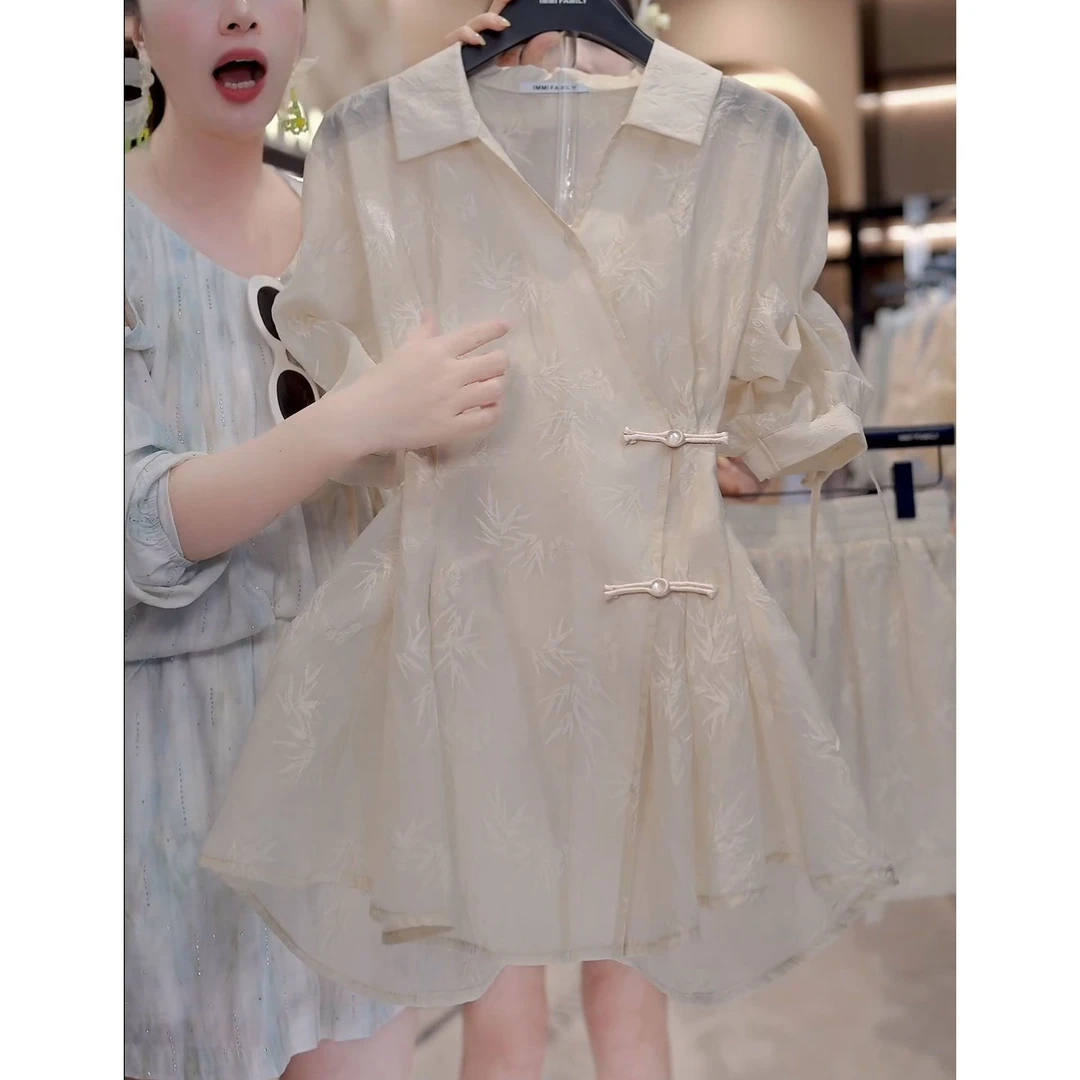 高级时尚吊带韩版印花上衣宽松遮肉短裤套装2025夏新季洋气三件套