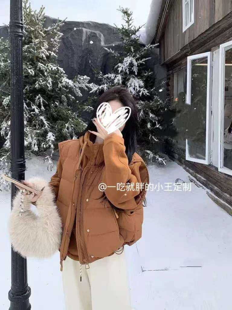 【小王家】秋冬休闲宽松小个子棉服连帽纯色时尚套装显瘦休闲风