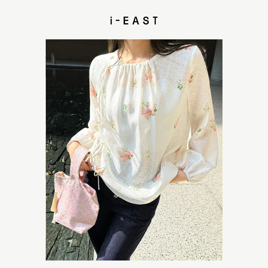 i-EAST 鸢尾花小姐~花朵设计感衬衫上衣-4C GF159