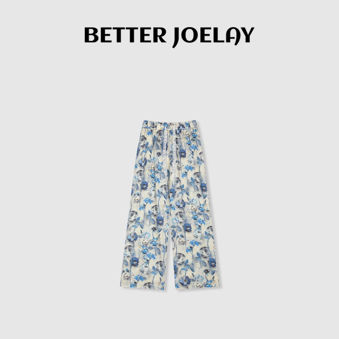 BETTER JOELAY-【花影长裤】时尚休闲直筒裤子宽松百搭KKH2296