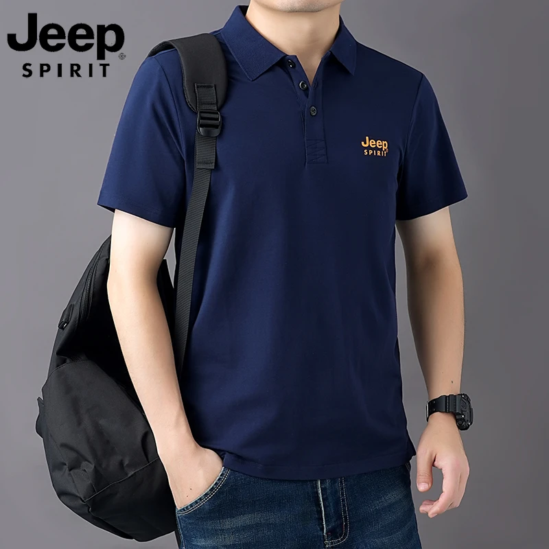 JEEPSPIRIT 短袖T恤男士商务翻领夏季纯色大码半袖杉