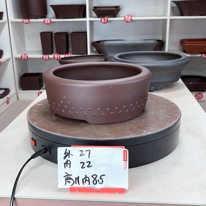 周***桩紫砂花盆鼓丁圆盆