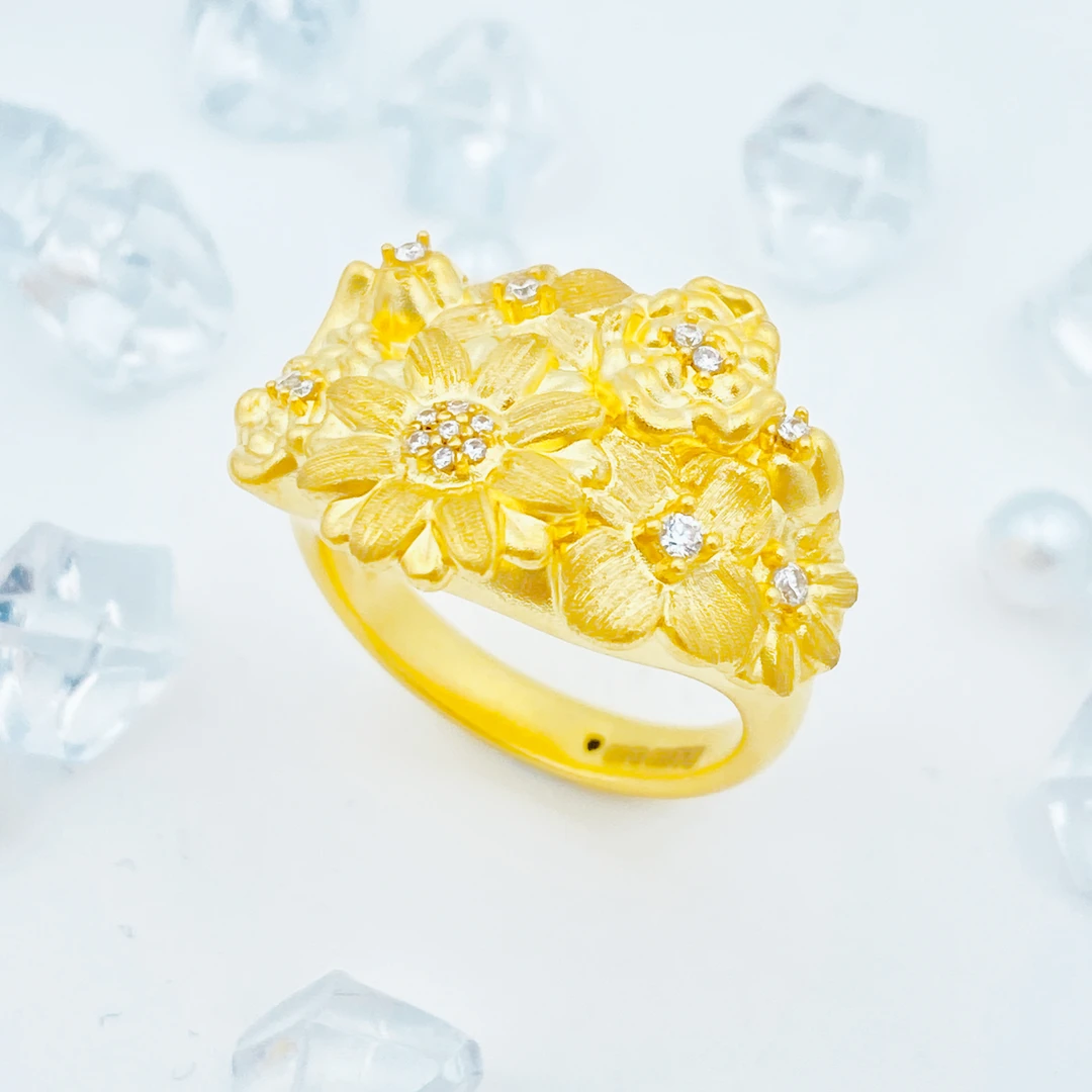 足金999 莫桑繁花戒指 2.99 19圈口