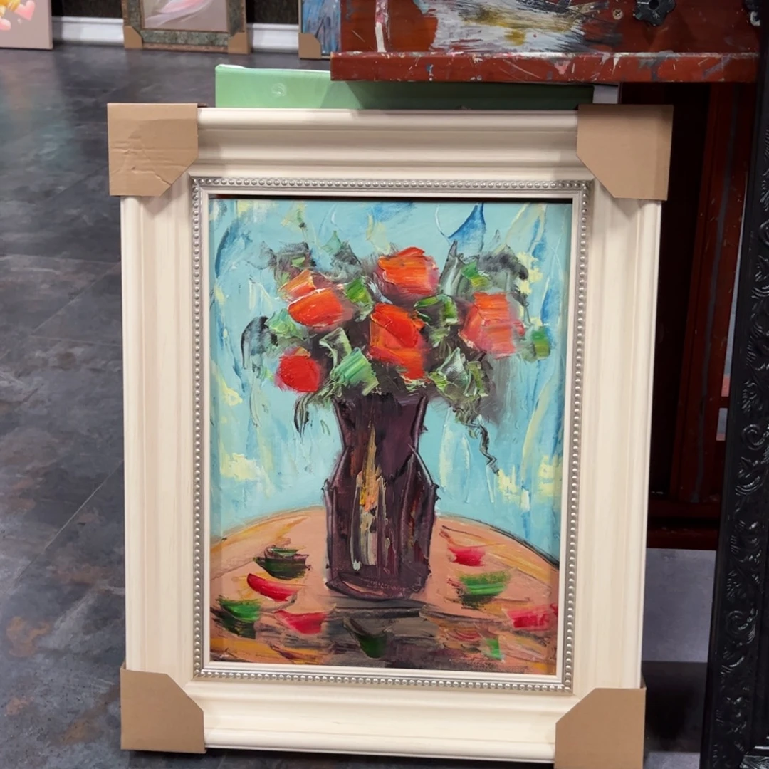 油画花卉纯手绘油画带框