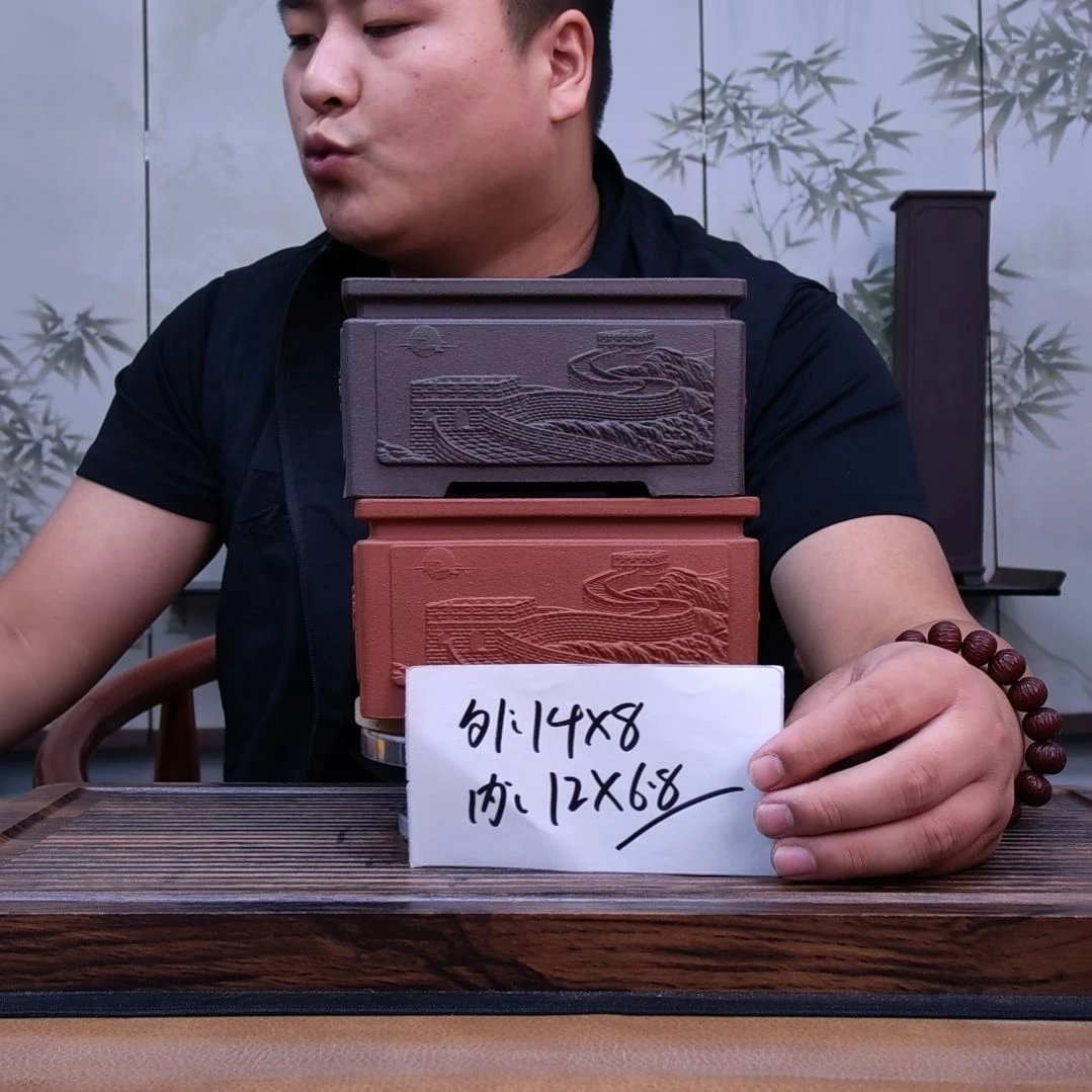紫砂花盆同喜同喜
