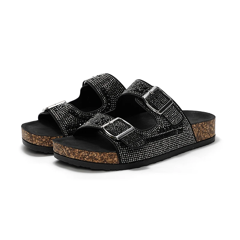 【杨杨粉丝专属】夏季厚底凉鞋百搭满钻镂空一字带凉拖鞋4218-1