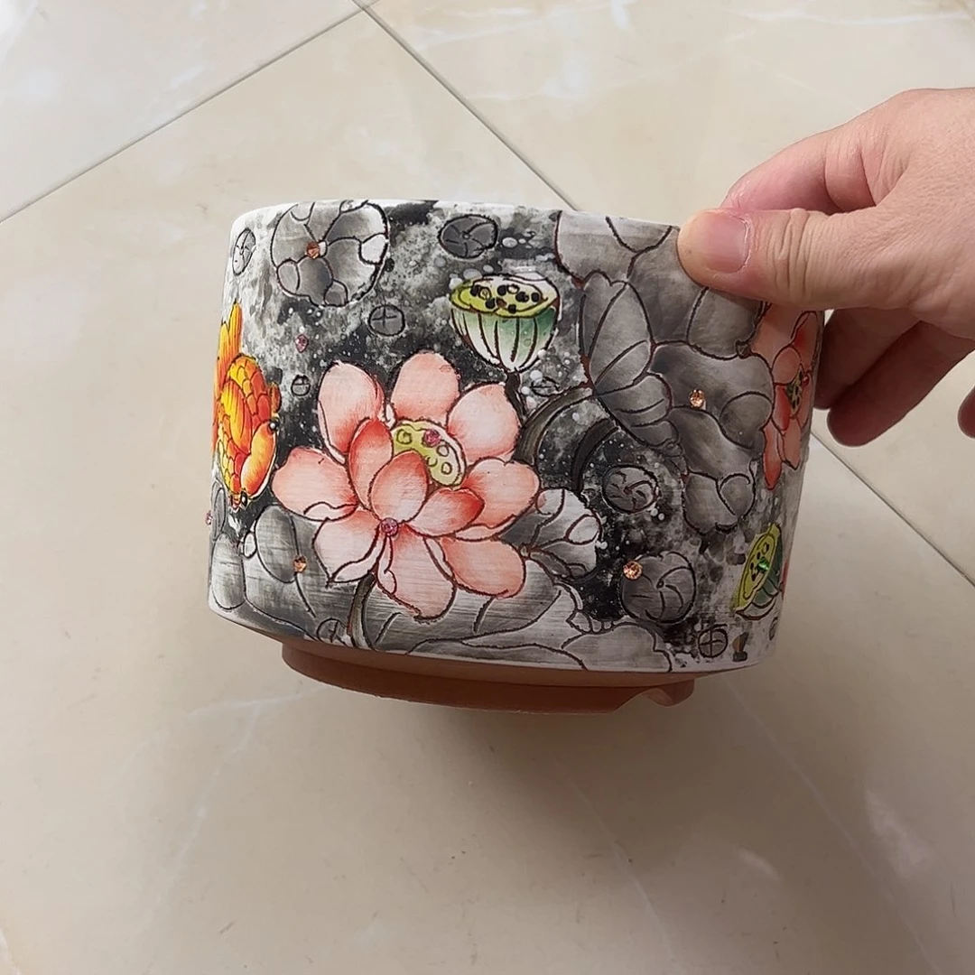 景德镇炫彩手绘景德镇陶瓷花盆