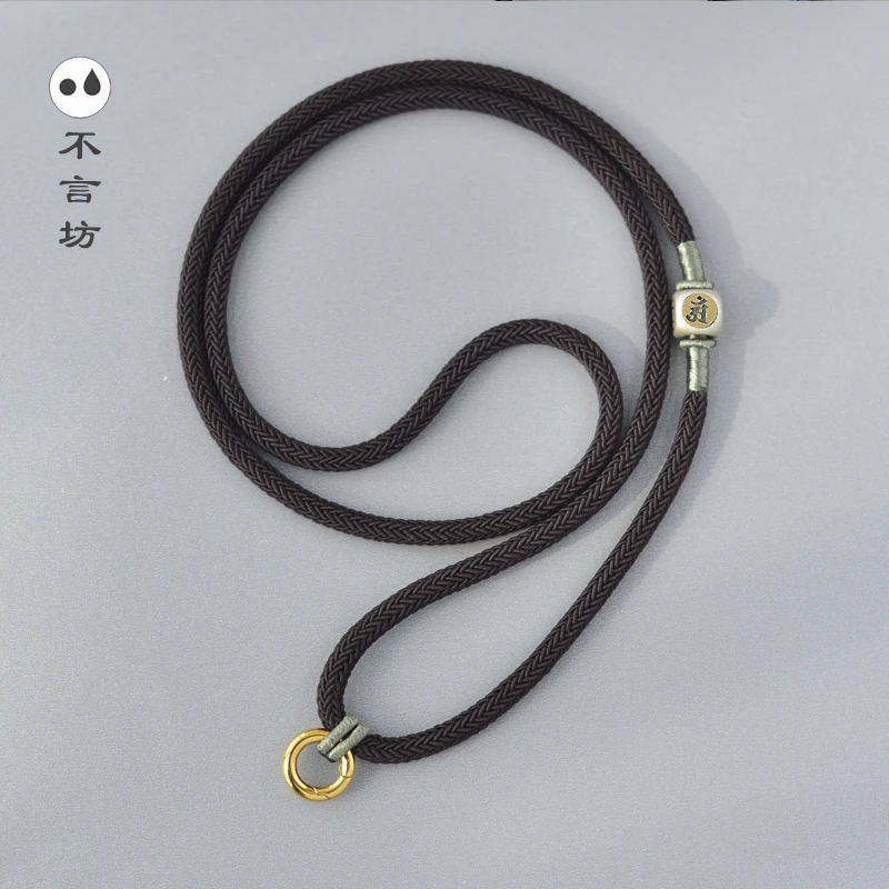 高端唐卡挂绳黄金吊坠配绳项链绳子高档挂脖项链粗款扣头佛牌链