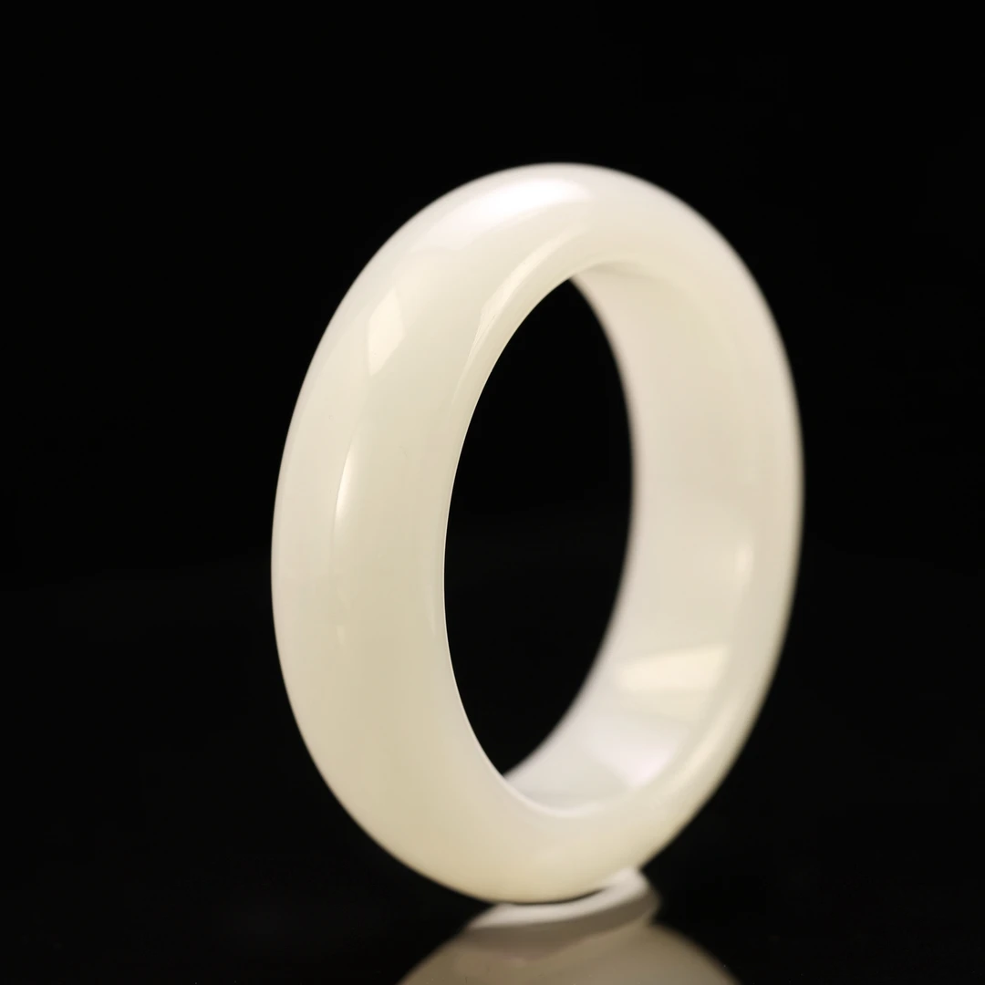 毕业级 和田白玉手镯 羊脂白20mm宽胎 H18071