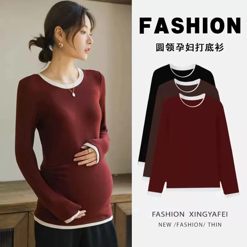 孕妇打底衫秋冬德绒外穿内搭弹力孕期上衣莫代尔长袖春秋款孕妇装