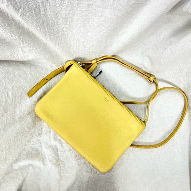 95新 Celine/思琳 黄色三子tori斜挎包/JZ专属
