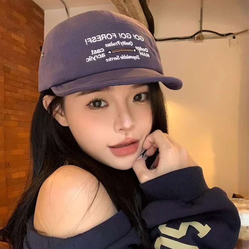 2025美式短檐帽男女日系复古工装软顶短沿鸭舌帽小檐五片棒球帽