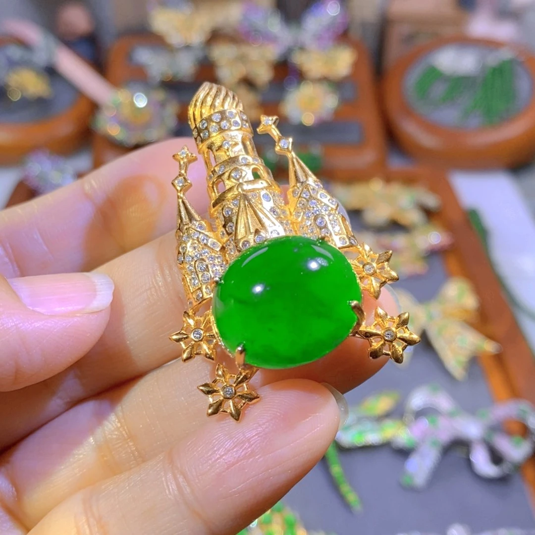 银S925镶嵌把件翡翠