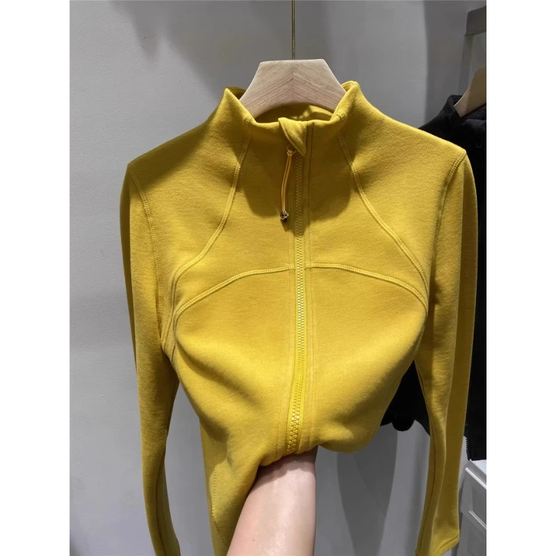 设计感鱼骨拼接立领双拉链开衫卫衣女秋冬款加厚保暖修身德绒上衣