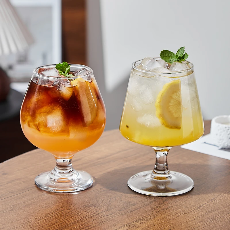 ins高脚水果茶杯玻璃杯网红餐厅果汁气泡水杯白兰地杯冷饮杯商用
