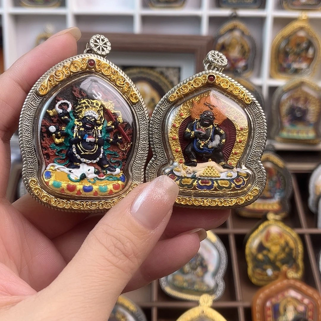 泥塑S****_藏饰大黑天黑老爷两尊