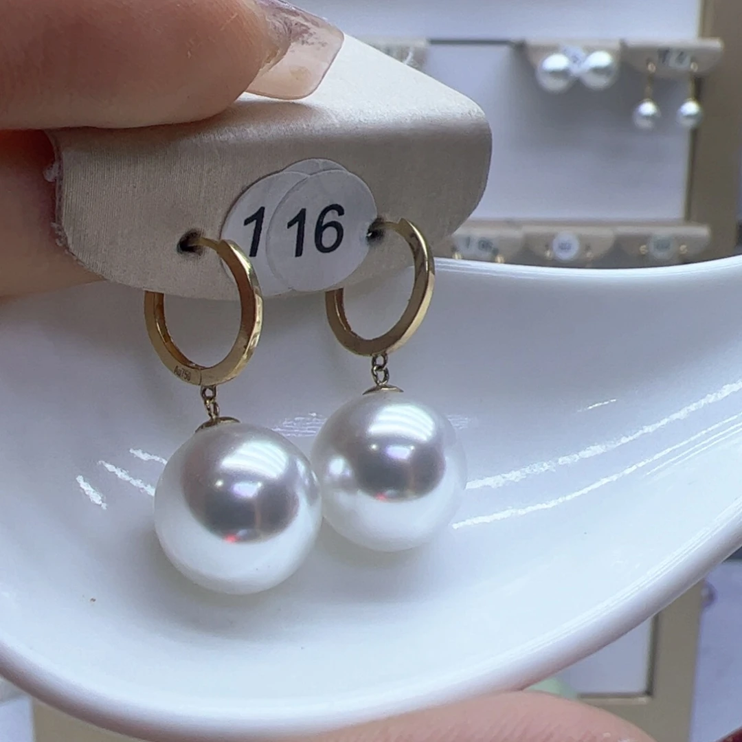 淡水珍珠耳饰18K金镶嵌