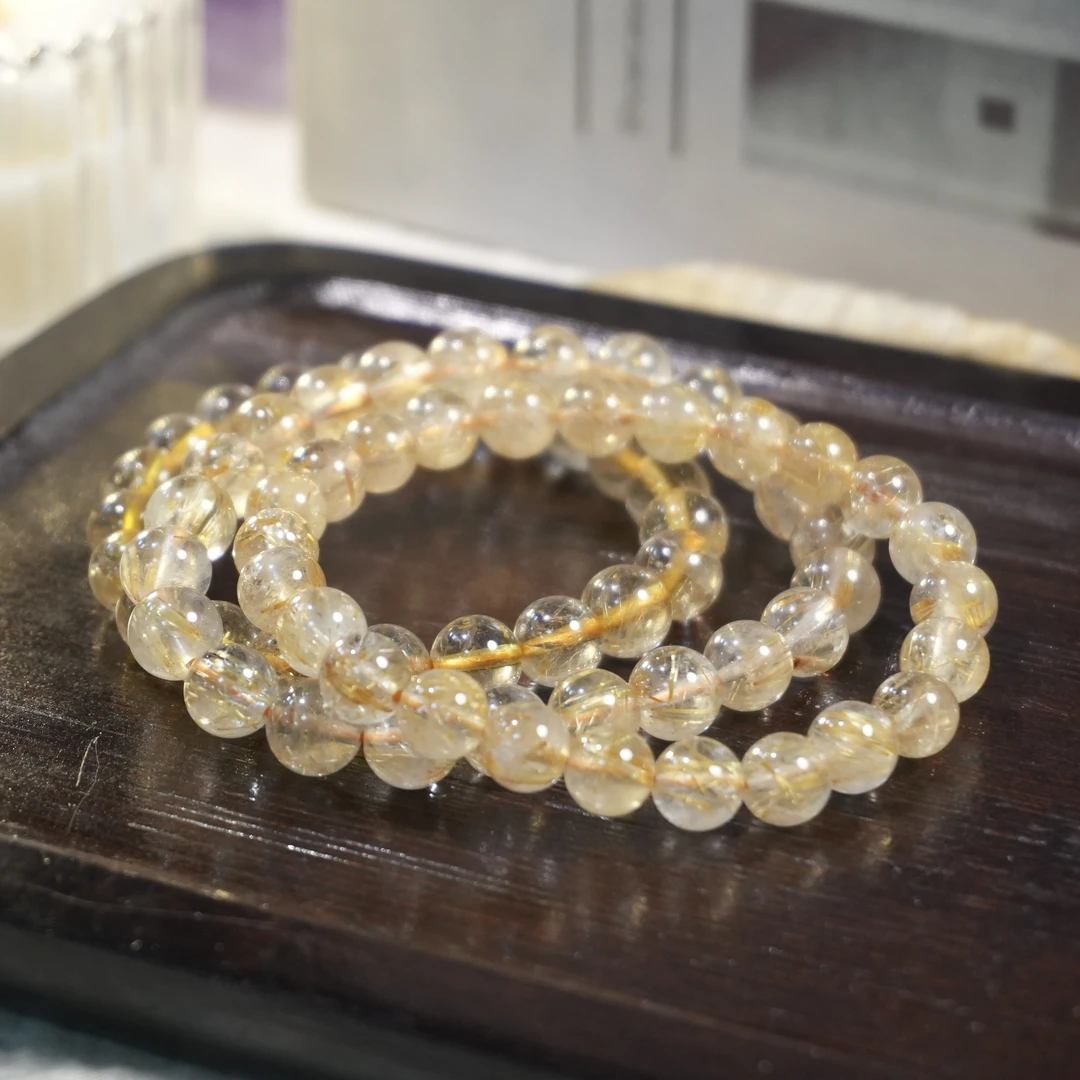 【书记甄选】天然金发晶单圈手链 多样性发一件 约8mm gyw965