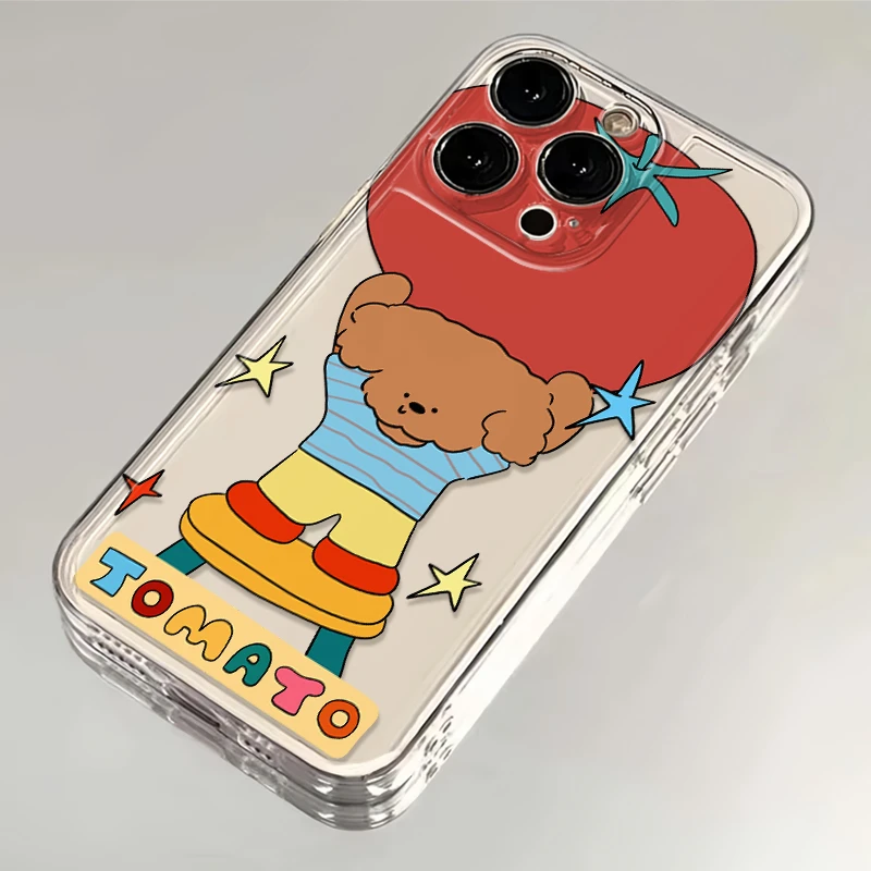 雅天立举西红柿小狗适用iPhone16手机壳15软壳14华为vivo小米oppo