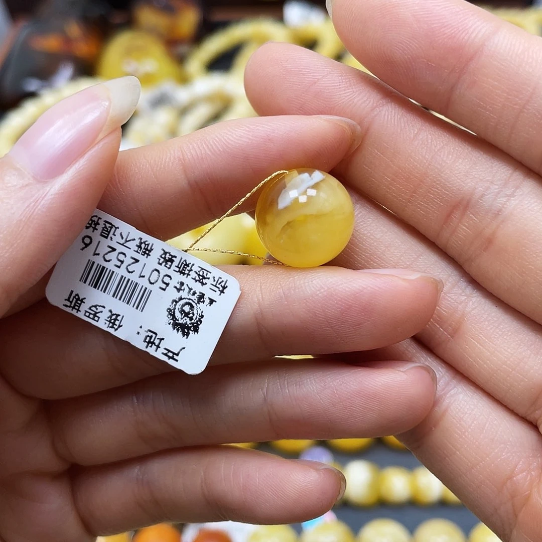 未镶嵌蜜蜡裸石圆珠13.9mm