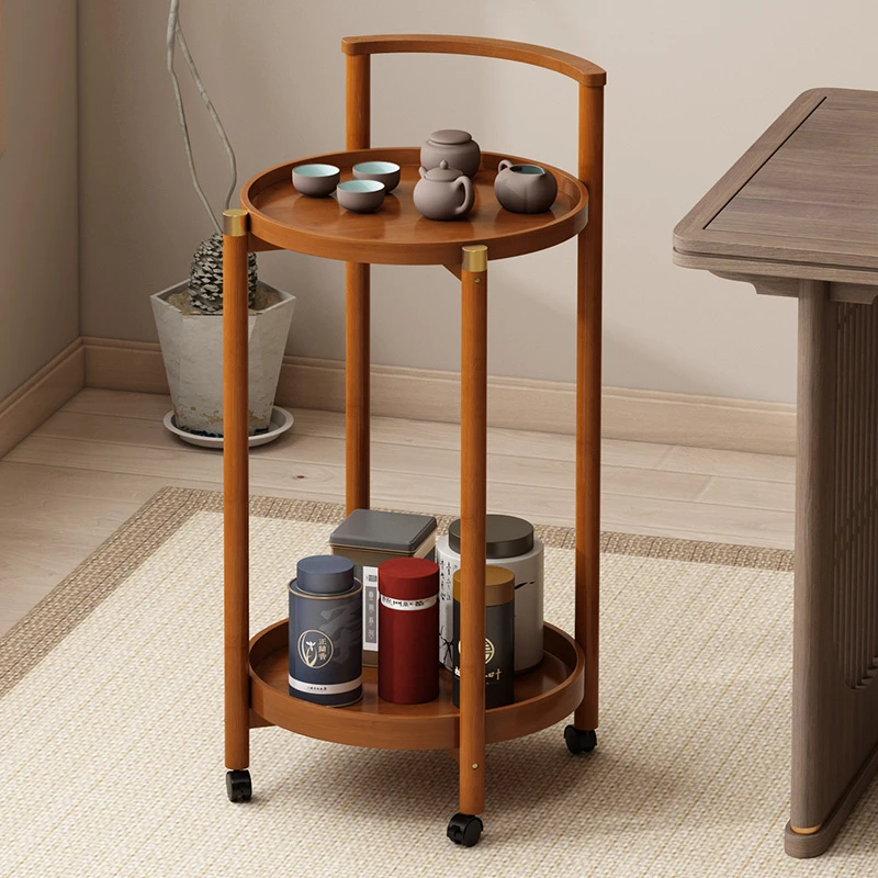 移动小推车中古茶几沙发侧边柜小桌子家用复古小型床头柜带轮边几