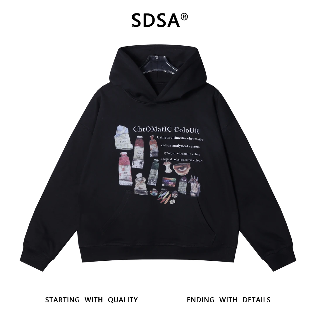 SDSA男士秋冬新款痞帅男装美式字母印花连帽卫衣小众百搭时尚上衣