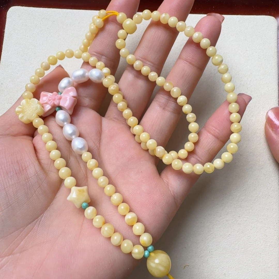 未镶嵌项链蜜蜡俄料4.5mm