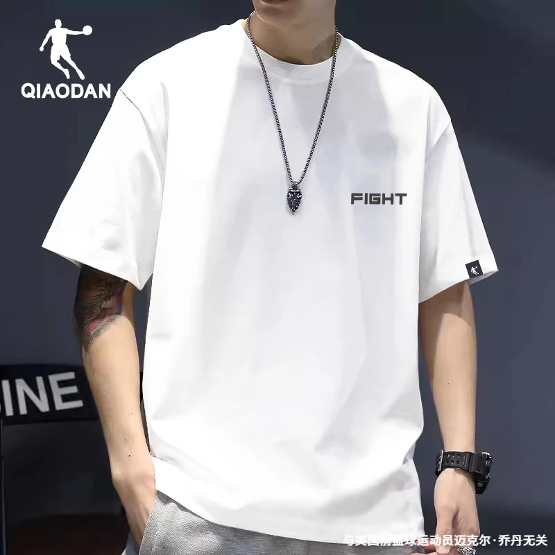 乔丹短袖T恤男2025夏季半袖体恤圆领透气运动上衣宽松健身t恤男款