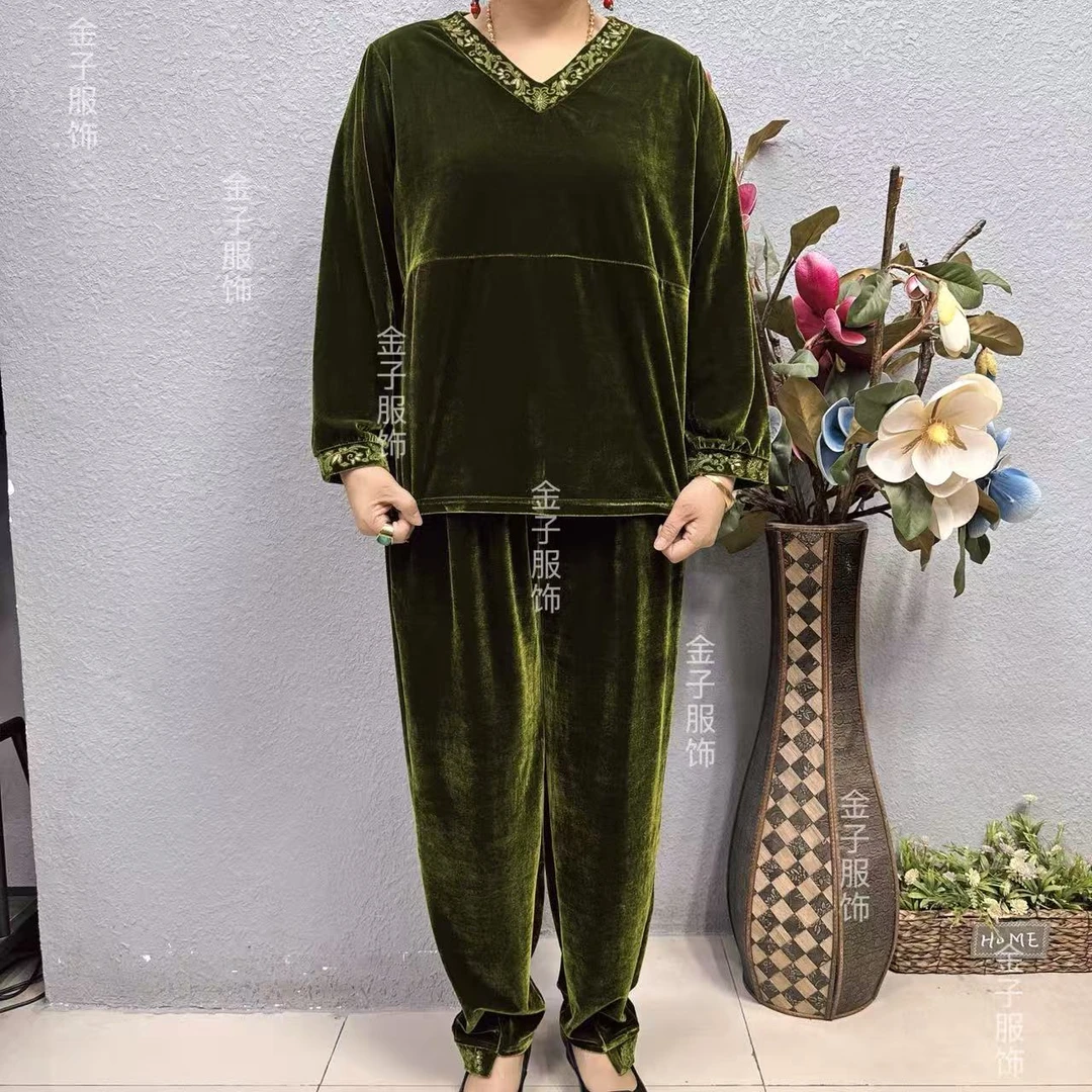 P0-6335款大码纯色丝绒套装