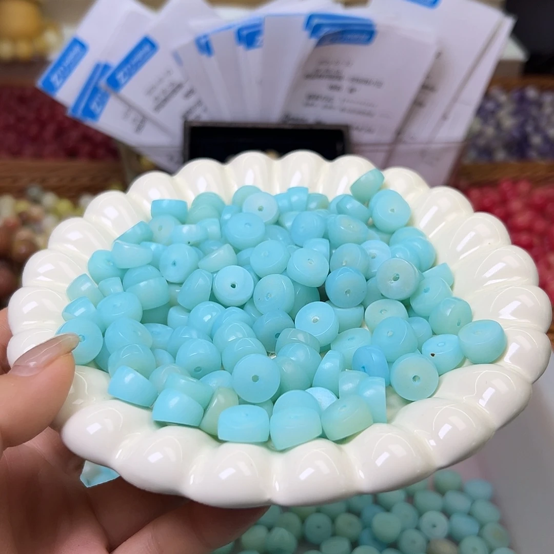 菩提根/象牙果手串瑕疵12冰蓝110颗孔道有瑕