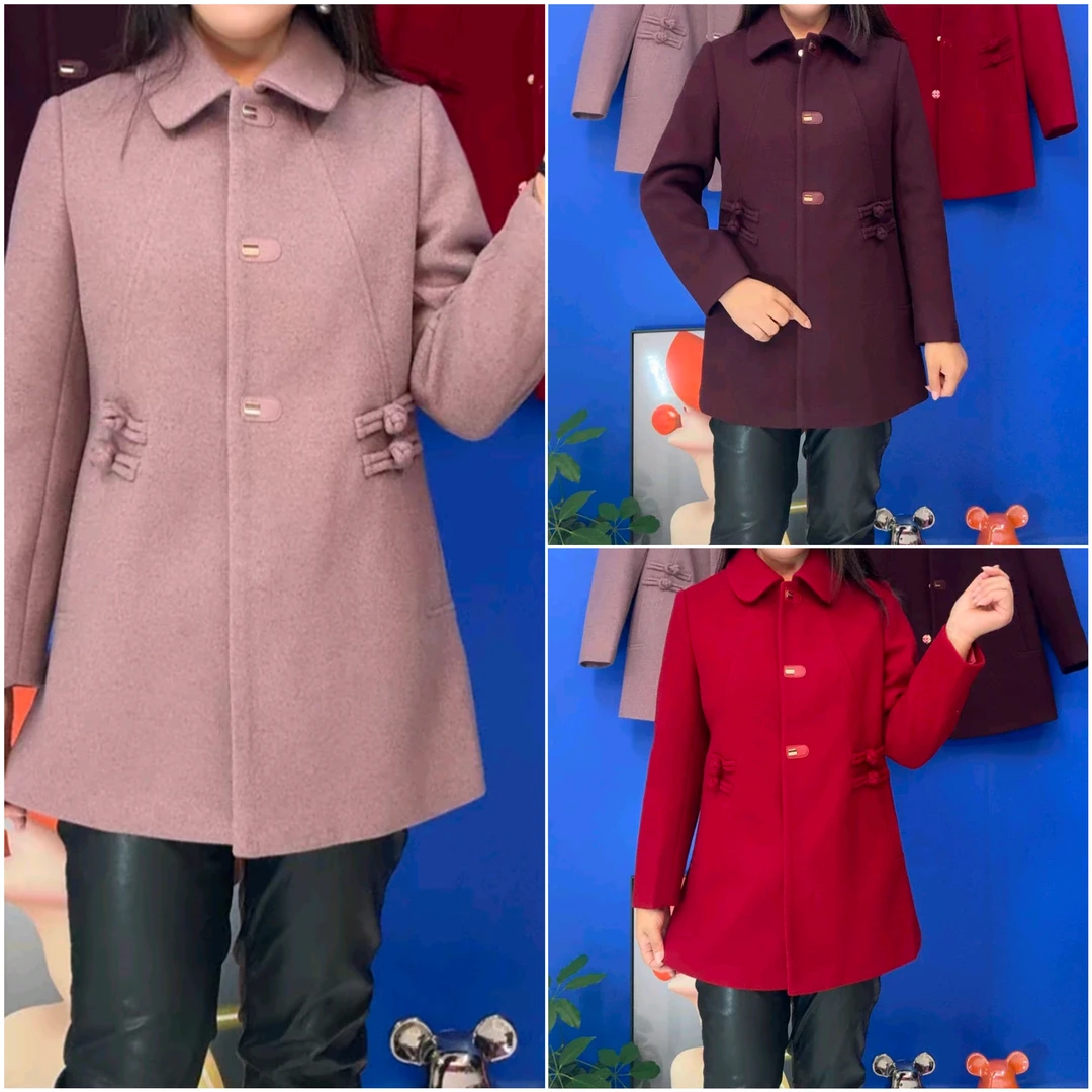 秋冬腰间盘扣中长款毛呢外套【百搭加里衬】时尚中老年妈妈装网红
