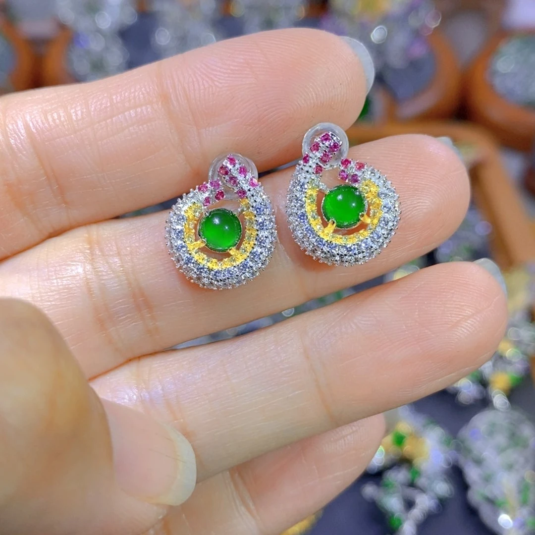 翡翠颈饰银S925镶嵌天然翡翠