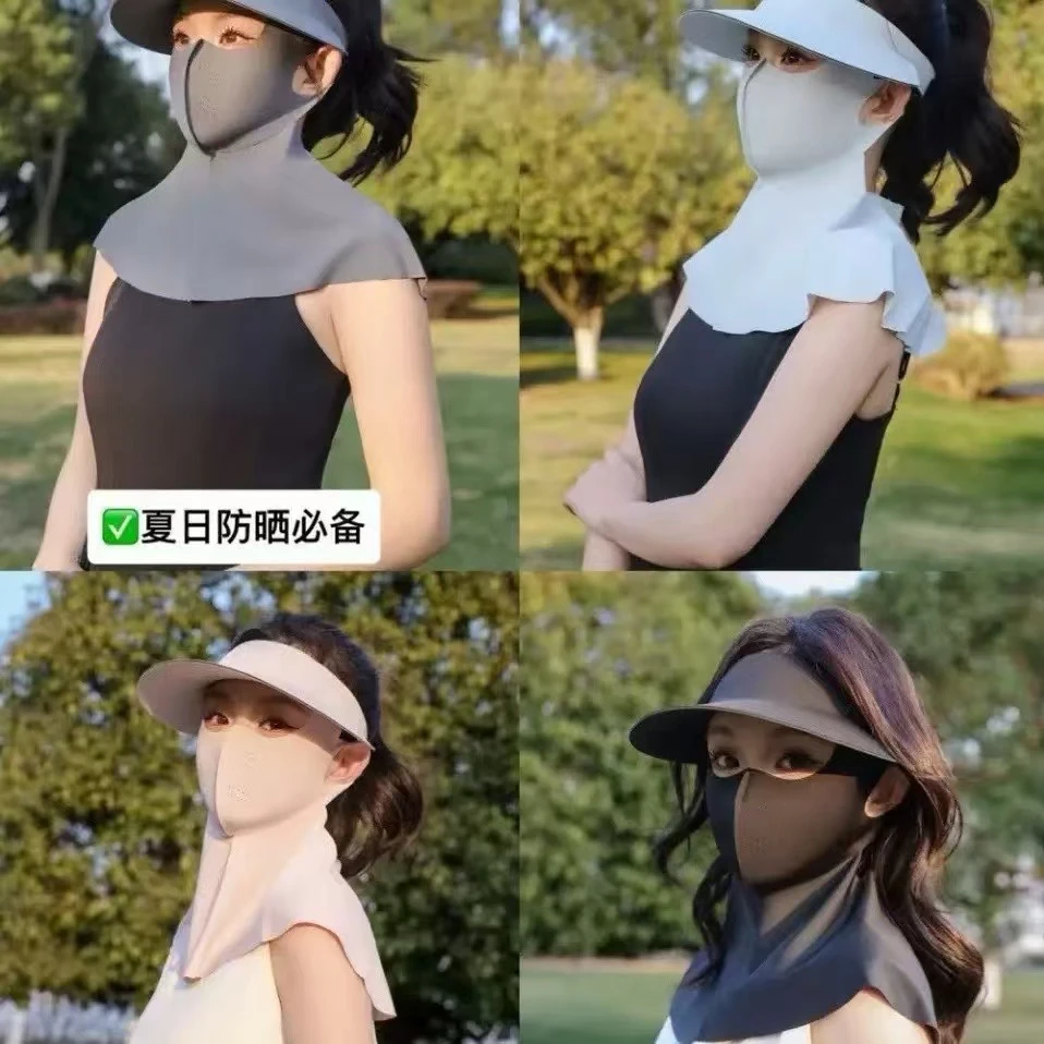 2025新开可拆卸全脸防晒口罩帽防紫外线户外骑行防晒帽